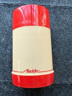 Vintage Aladdin Thermos Red Cream Wide Mouth